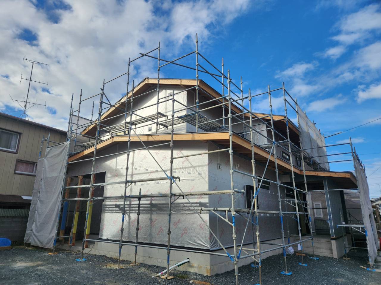 蹴球(サッカー)と収納 こだわりの家～【外部工事(防水)】 #新築住宅の完成まで